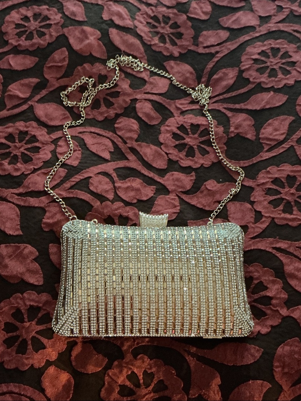 Evening Rhinestone Crossbody Clutch - Silver